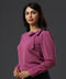 Purple Front Bow Neck Detailed Top